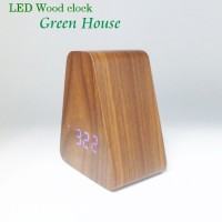 Promotional LED wood alarm clock with USB charge wooden clock