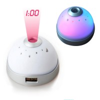 Mini Round LED Colorful Changing Star Sky Wall Projection Digital Alarm Clock